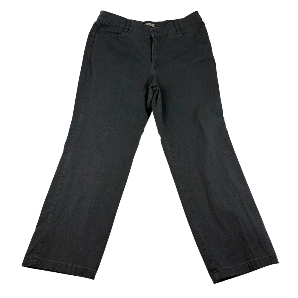 Lee Relaxed Straight Leg Gray Pants Womens 16 Medium 4951002 Charcoal Stretch